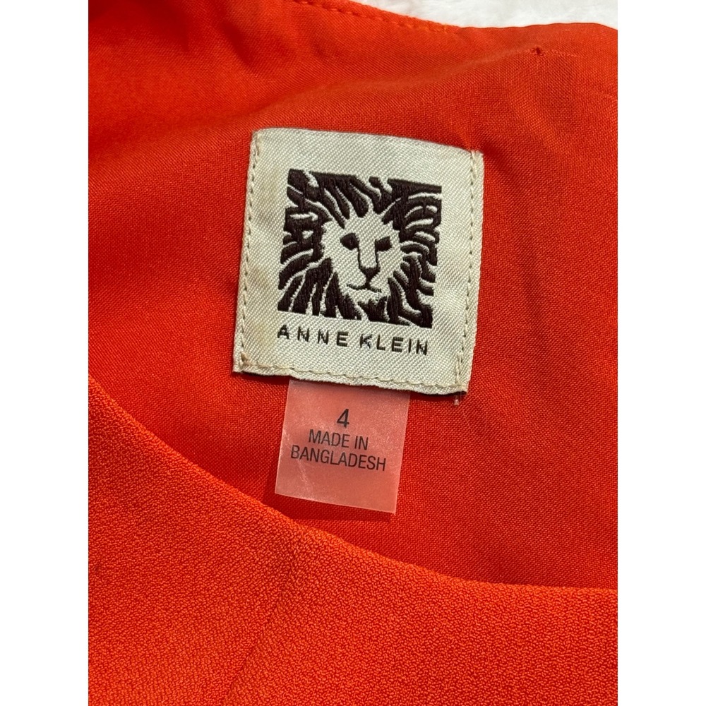 Anne Klein Bright Orange Fit & Flare Sleeveless Dress Sz 4 Career Chic Polished - Picture 7 of 10